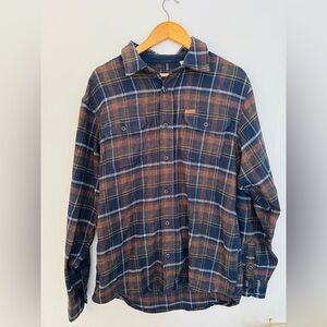 Orvis Men's Navy & Brown Plaid Button-Up Shirt